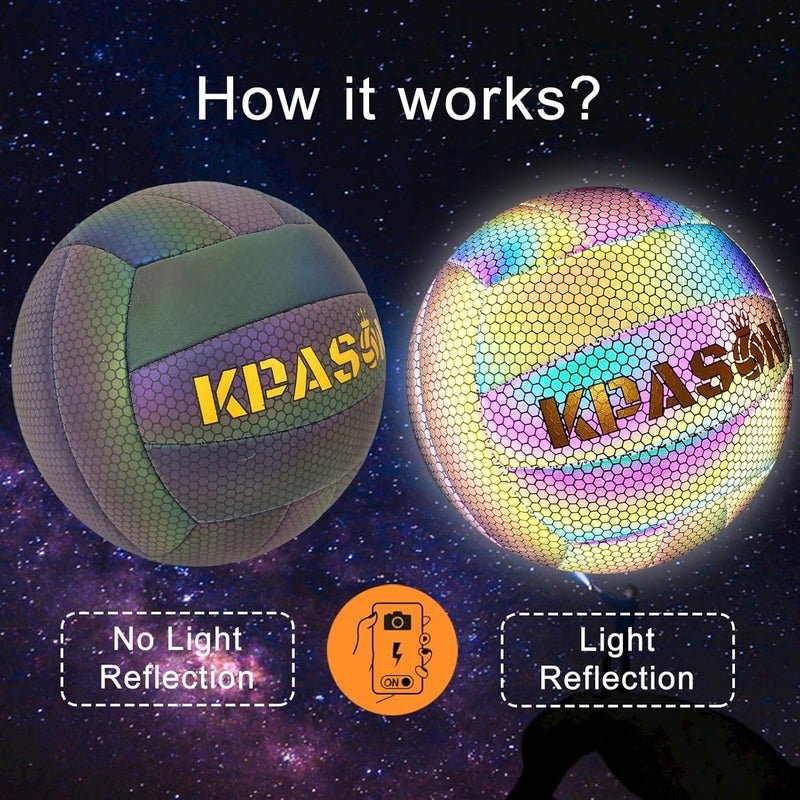 KPASON Volleyballs, Holographic Glowing Volleyball Official Size 5, Indoor Outdoor Beach Volleyball Ball for Men Women - Image 5